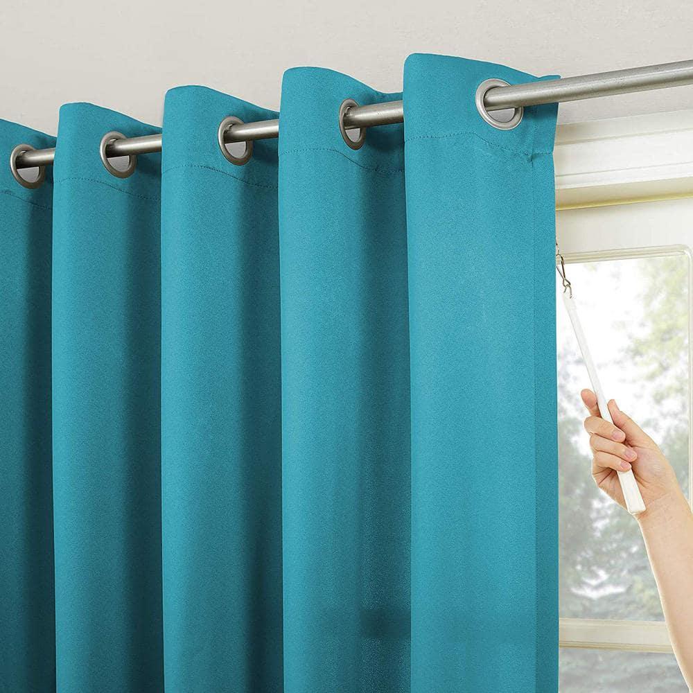 Sun Zero Bartlett Grommet Room Darkening Extra Wide Patio Curtain Panel, 100"x84", Marine