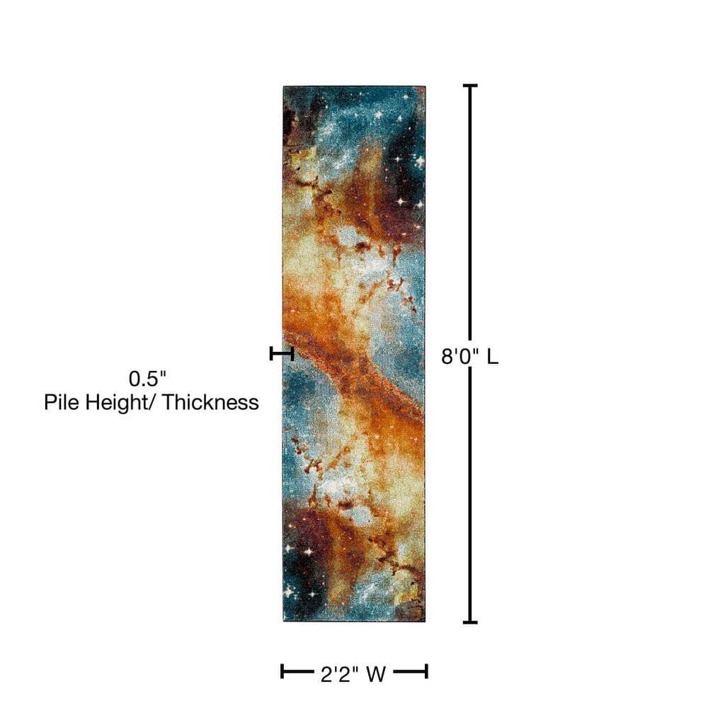 Galaxy GAL109 Power Loomed Indoor Runner - Orange/Multi - 2'3"x8' - Safavieh