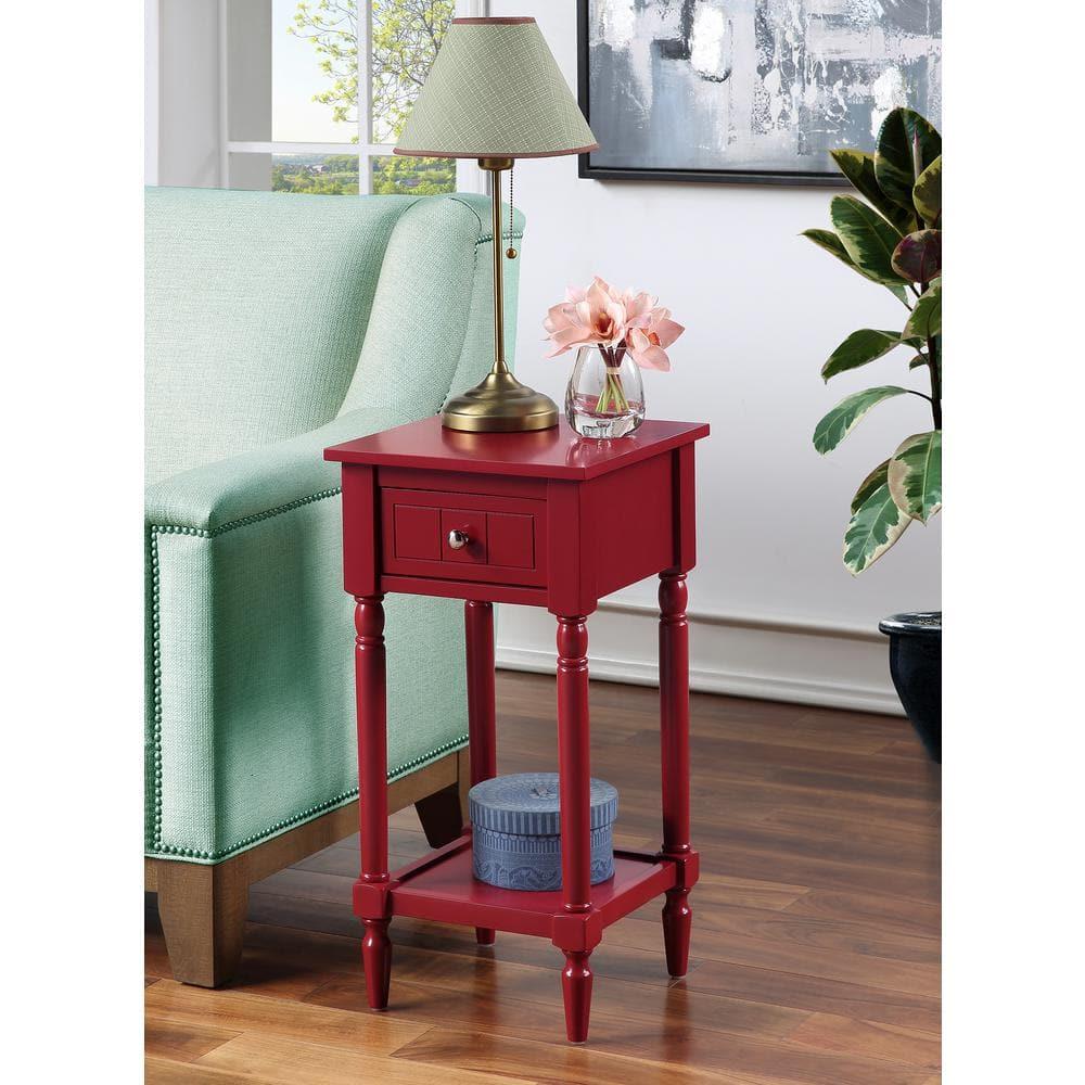 Convenience Concepts French Country Khloe 1 Drawer Accent Table with Shelf, Cranberry Red