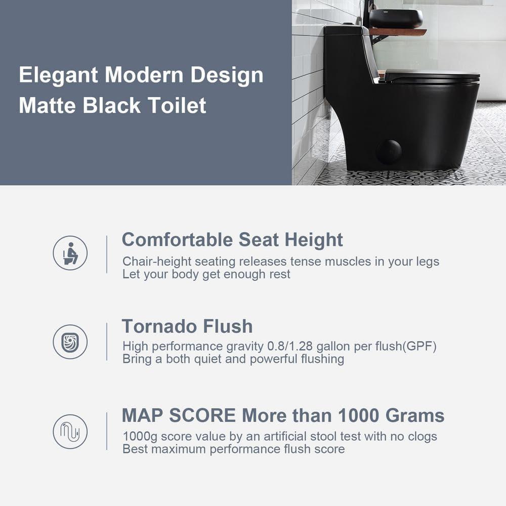 Greta Tornado Powerful Flush One-Piece Toilet, 1.28 GPF Elongated Floor Mounted