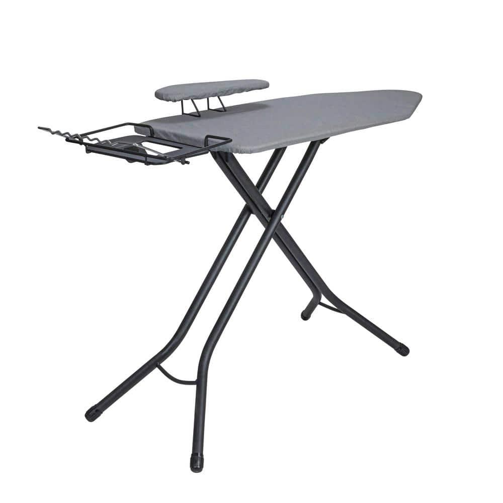 Household Essentials Wide Mega Ironing Board 4-Leg Matte Black Frame Gray Cover: Collapsible Metal, 59" x 18.75", 18.44 lbs