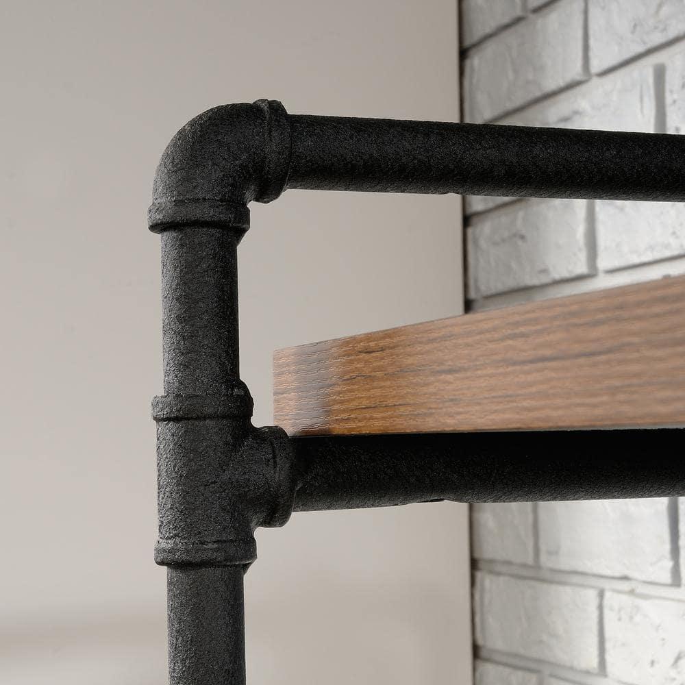 76" Tall Iron City Bookshelf Checked Oak - Sauder: 5-Shelf Metal Frame, Farmhouse Style, Rustic Storage: Vertical Shelving Unit
