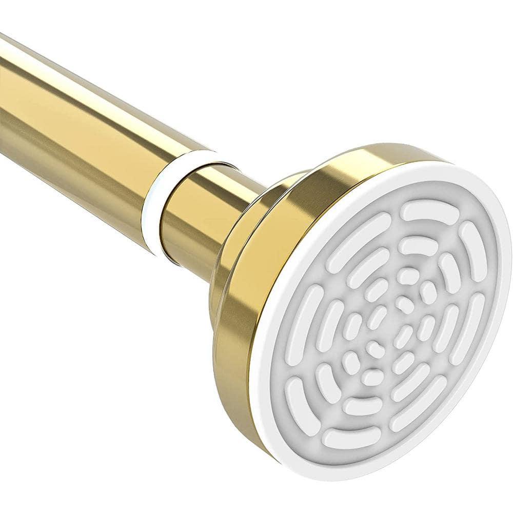 TEECK Shower Curtain Rod, 40-73 inch Adjustable Tension Spring, Shower Curtain Rod Tension, Premium Stainless Steel, Anti-Slip, No Drilling, No Rust, for Bathroom, Gold