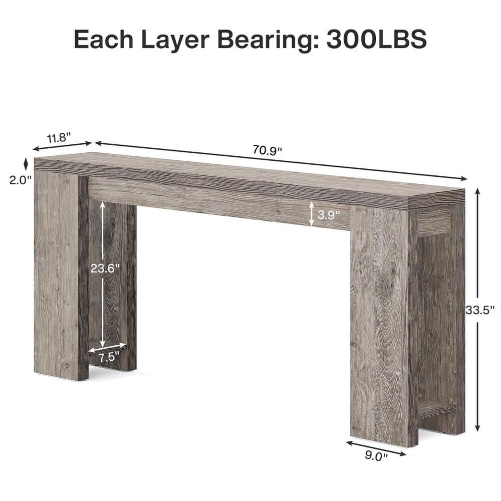 Millwood Pines 70.9" Console Table For Entryway, Farmhouse Wood Sofa Couch Tale
