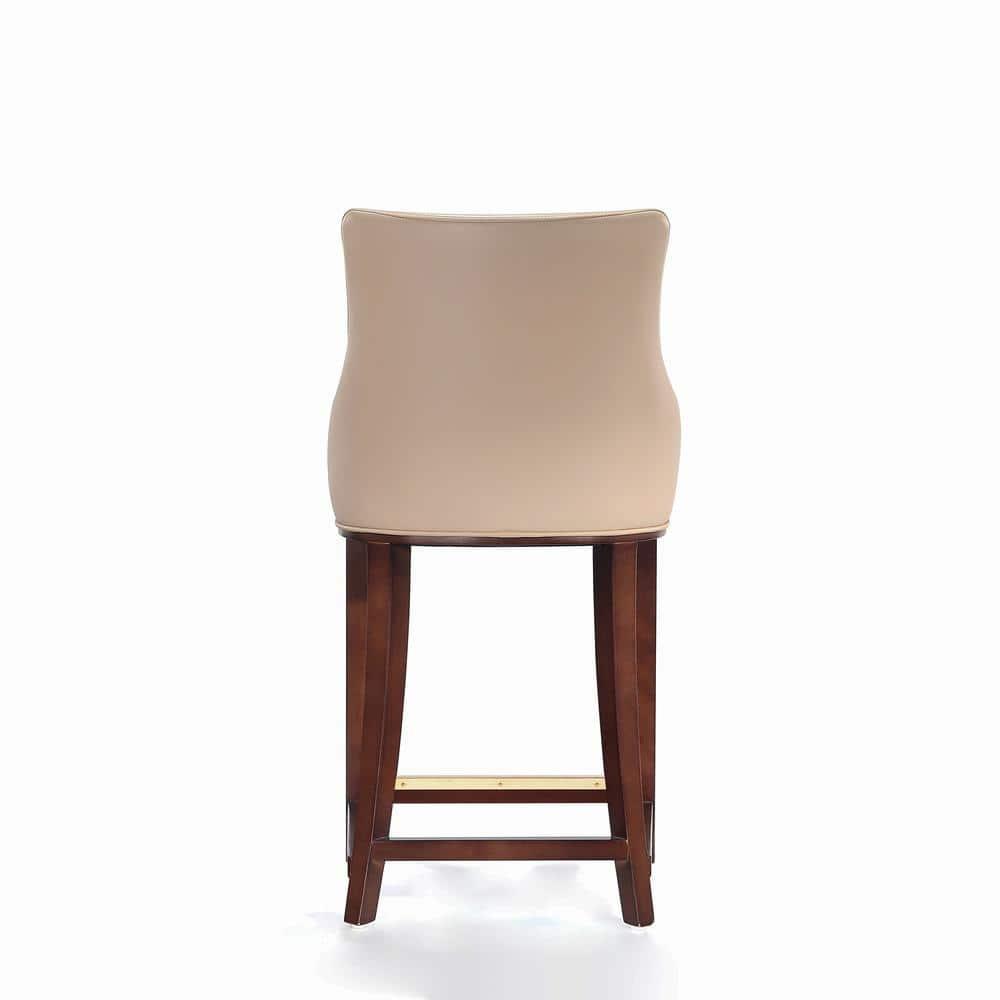 Manhattan Comfort Shubert Modern Leatherette Upholstered Counter Height Barstool Tan: Beech Wood Legs, No Assembly Required