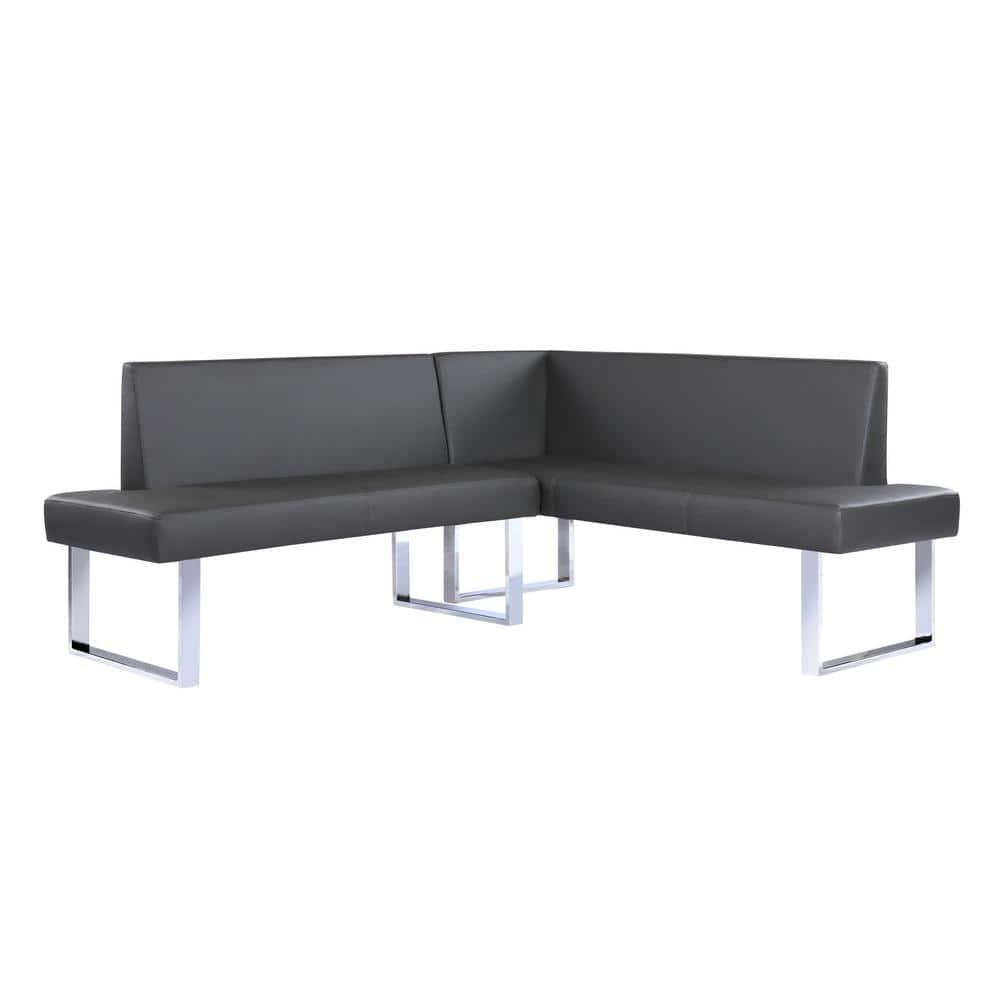 Amanda Contemporary Nook Corner Dining Bench: Chrome Legs, Padded Seat - Armen Living