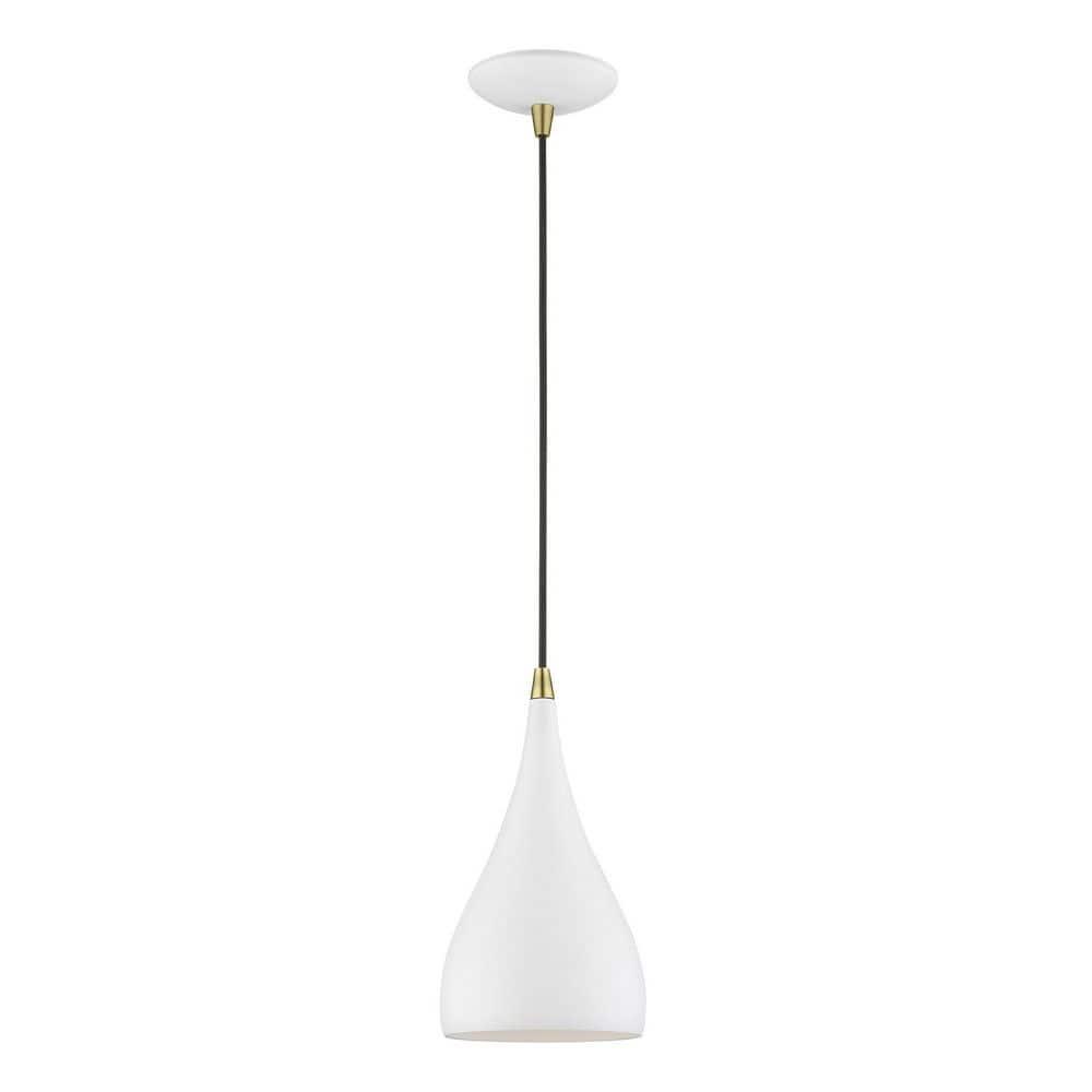 Livex Lighting Amador 1 - Light Pendant in  Textured White/Antique Brass