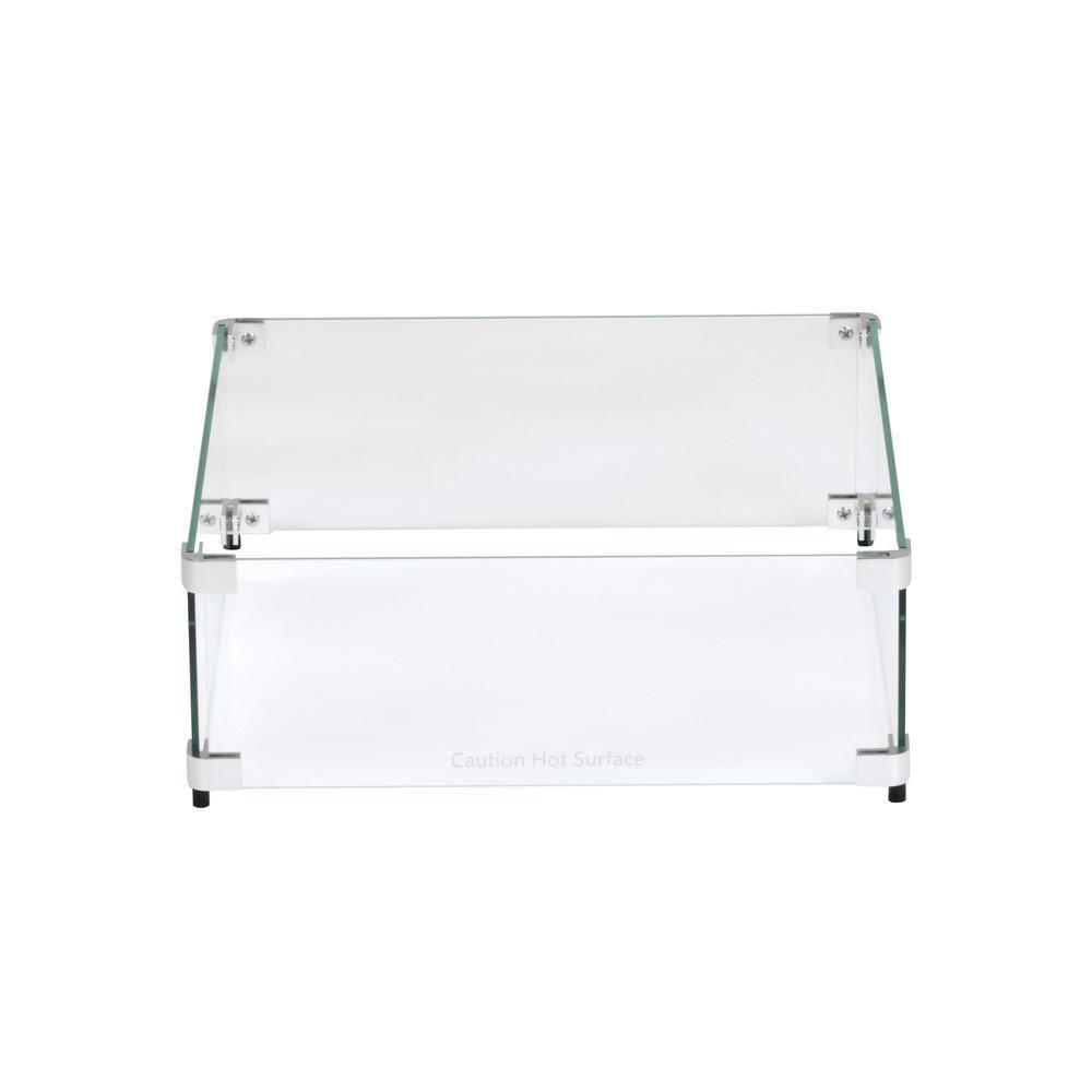 Celestial Fire Glass Square Fire Pit Wind Guard