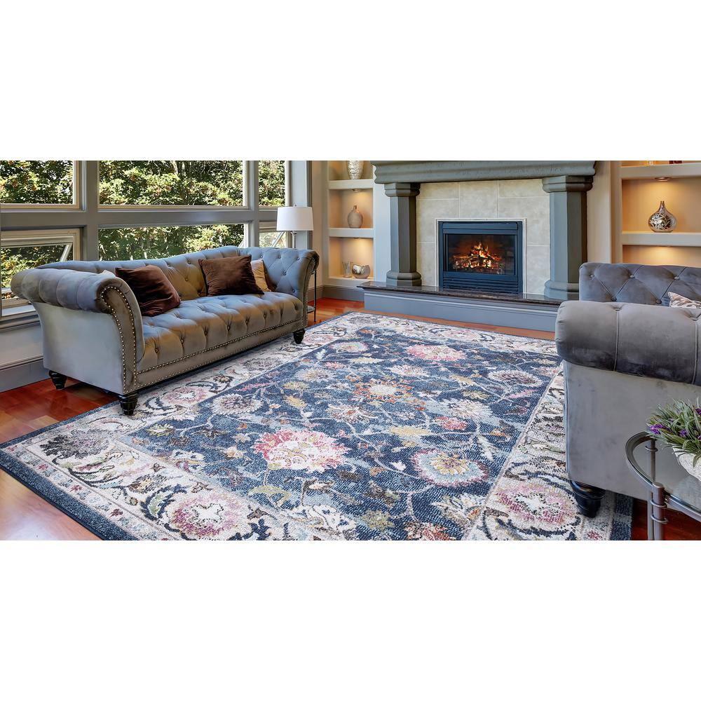 Concord Global Trading 72342 2 x 7 ft. Vintage Istanbul Border Runner Rug, Navy