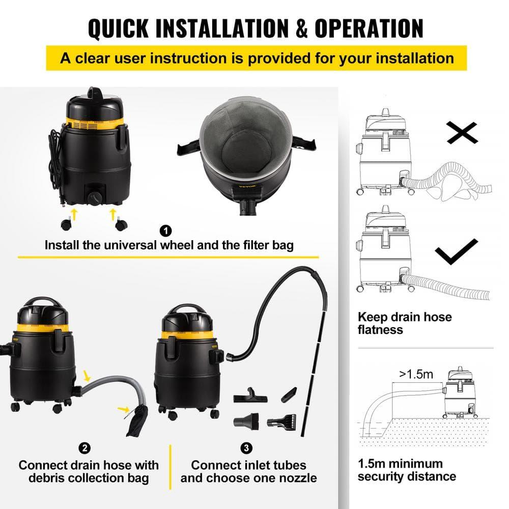 VEVORbrand Pond Vacuum Cleaner, 1400W Motor in Continuous Intermittent Cycle, 120V Motor w/15 ft Electric Wire for Ponds, Swimming pools, Homes, and Vehicles