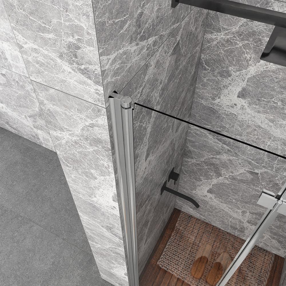 Sarlai 30 - 31 3/8" W x 72" H BiFold Frameless Glass Shower Door with Clear Tempered Glass S-SD3072BF-CH