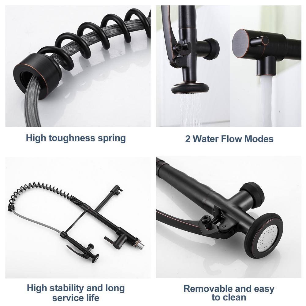 Spring Pull Down Single Handle Kitchen Faucet with Deck Plate and Handles