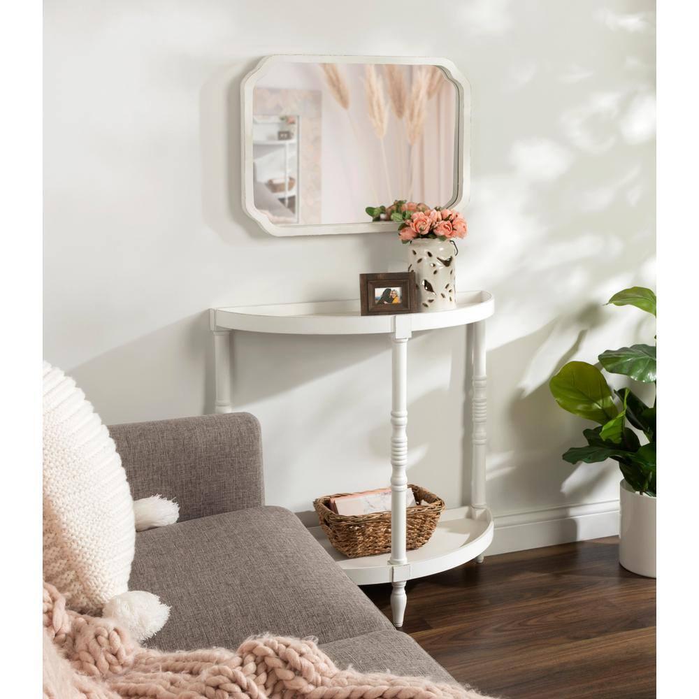 Kate & Laurel All Things Decor 18"x24" Marston Farmhouse Rectangle Wall Mirror White: No Assembly, Wood Frame, Wall Mount
