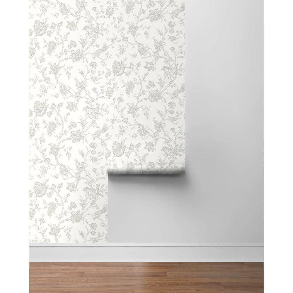NextWall Harbor Mist Jasmine Chinoiserie Peel and Stick Wallpaper