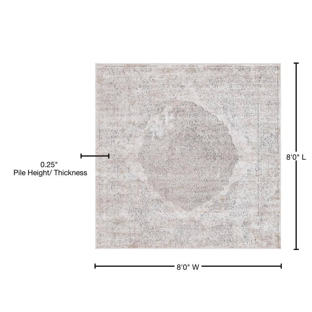 Unique Loom Portland Collection Area Rug - Woodburn (8' Square Ivory/Beige)