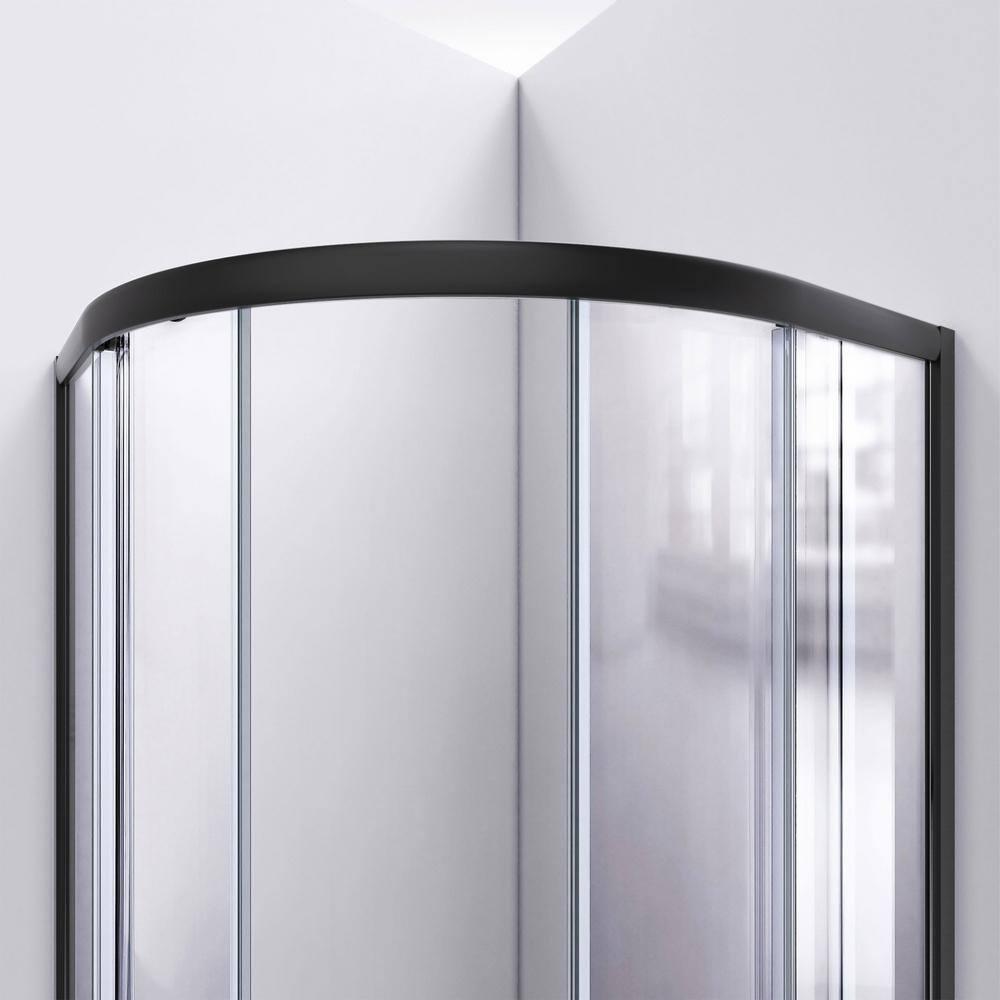 Prime 33" W x 33" D x 76.75" H Frameless Round Sliding Shower Enclosure with Base Included