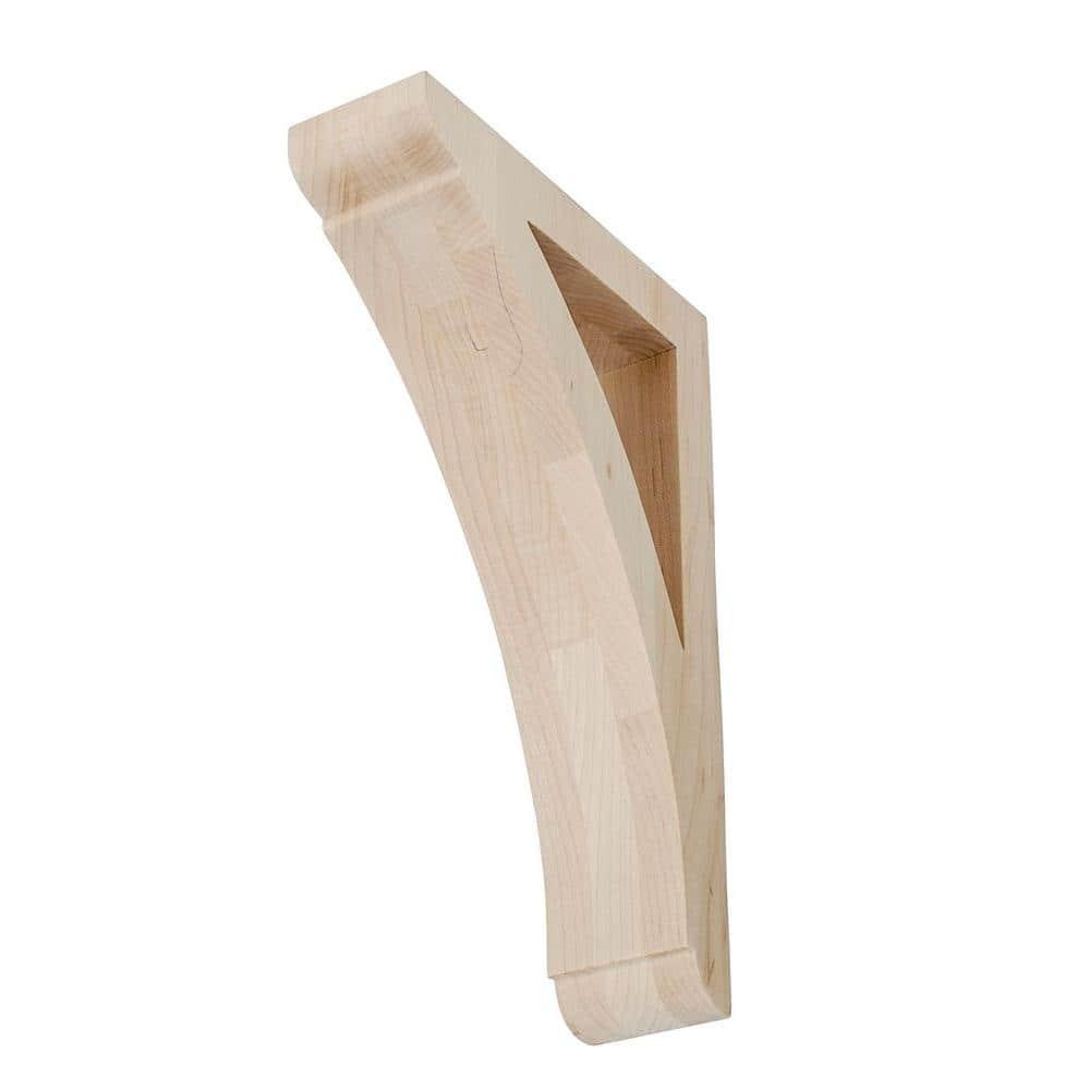 10 in x 1-7/8 in x 7 in Unfinished Small Solid Traditional Plain Wood Bracket Corbel