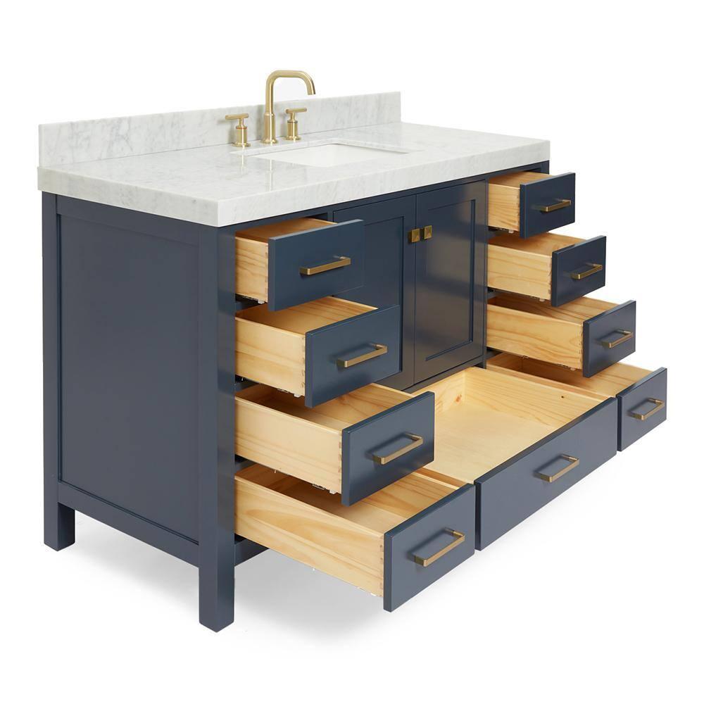 Cambridge 54'' Single Bathroom Vanity with Carrara Marble Top