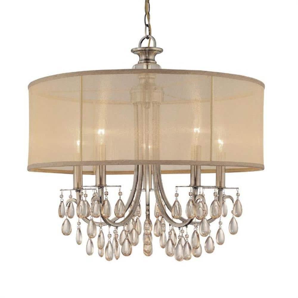 5625-AB-Crystorama Lighting-Hampton - Five Light Chandelier in Minimalist Style - 24 Inches Wide by 23 Inches High-Antique Brass Finish