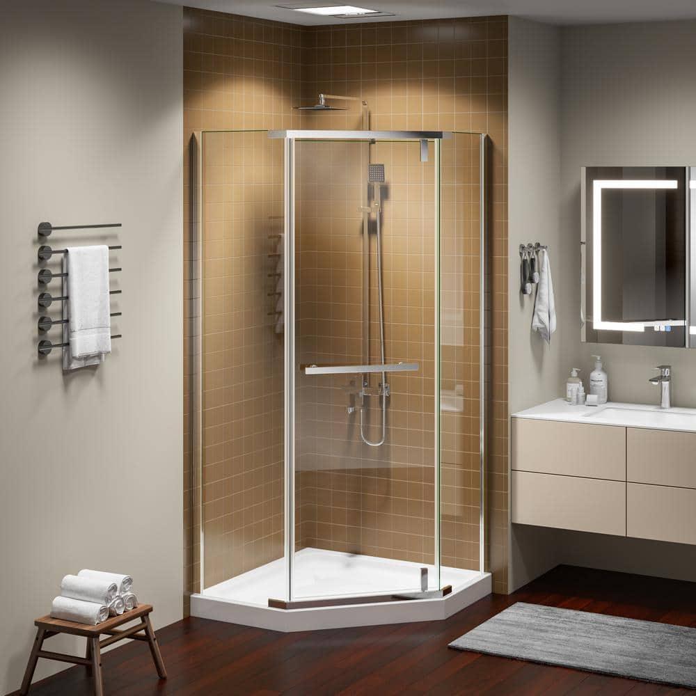 Bossicavelly 36" x 72" Neo-angle Pivot Semi Frameless Corner Shower Enclosure BOPSSD07CH