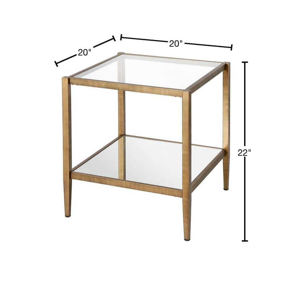 Evelyn&Zoe 20" Brass Metal/Glass Side Table