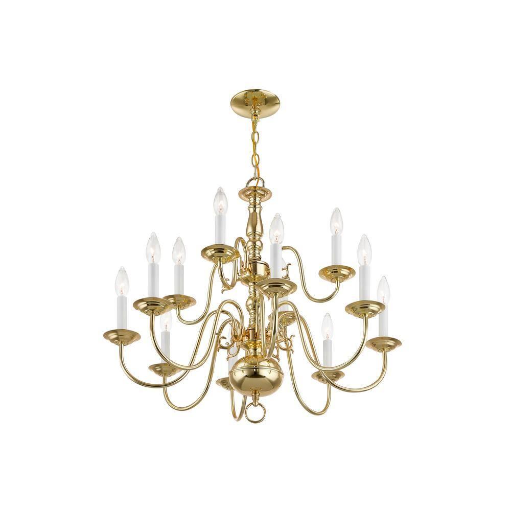 Livex Lighting Williamsburgh 12 - Light Chandelier in  Polished Brass
