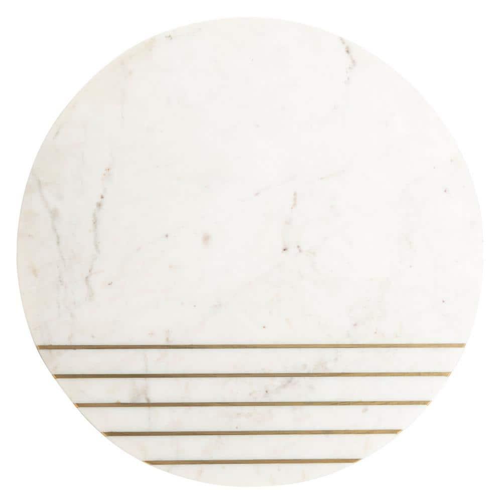 Valerie Marble Accent Table - White Marble/Brass - Safavieh.
