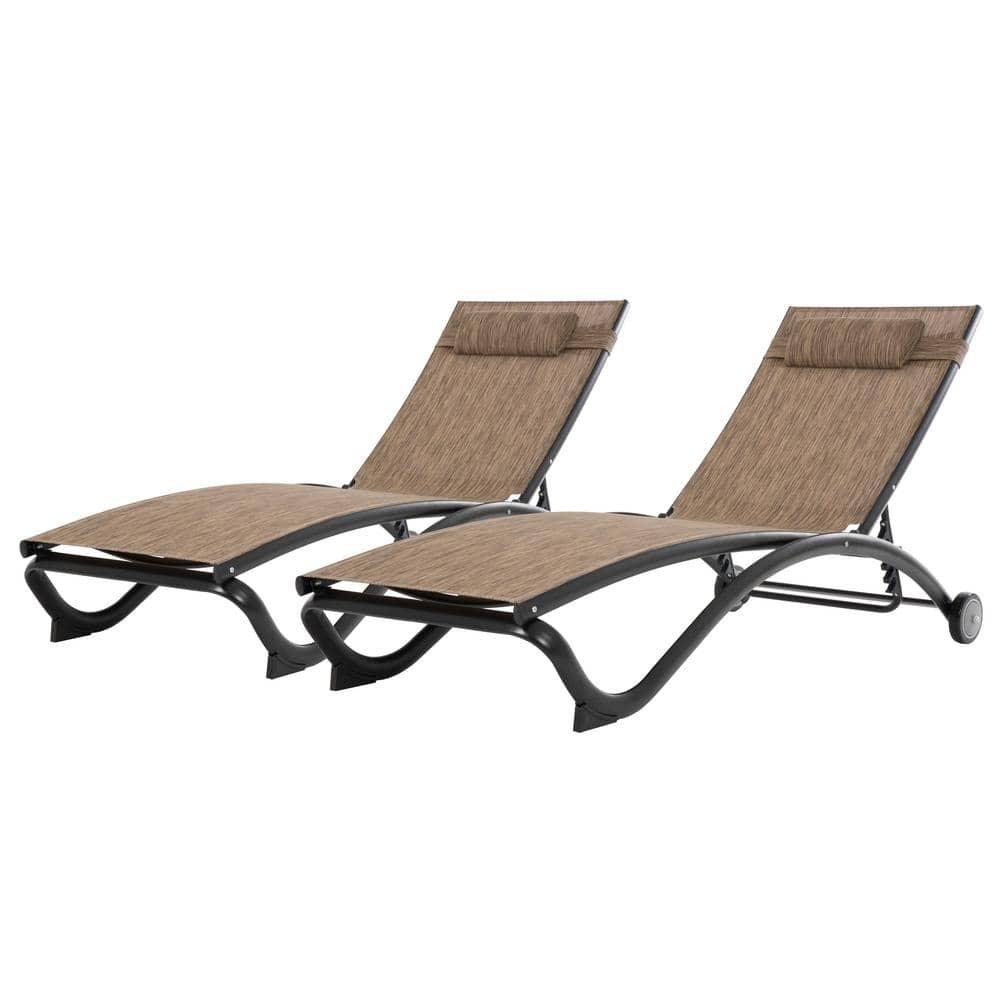 Vivere aluminum Glendale Lounger Set Made with Premium Phifertex Outdoor Fabric ( 330 lb Capacity) Granite