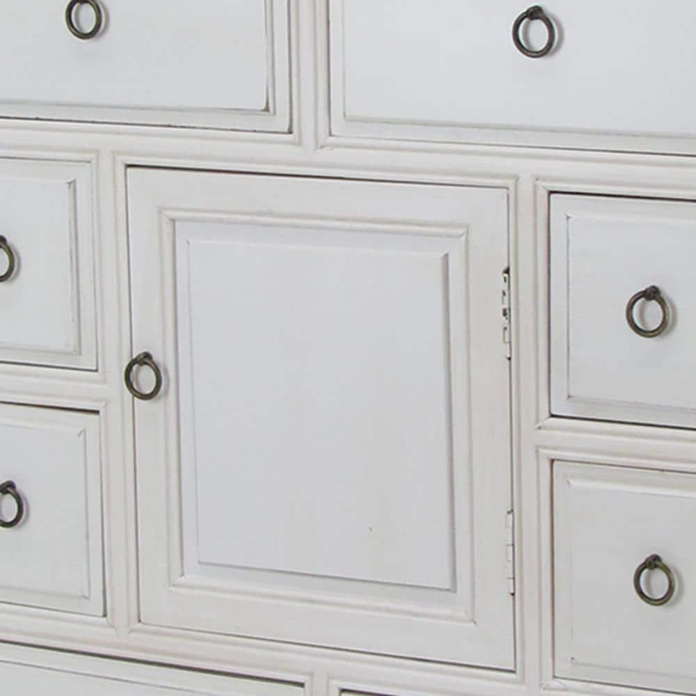 Benjara Wooden Chest with 8 Spacious Drawers and 1 Cabinet, White