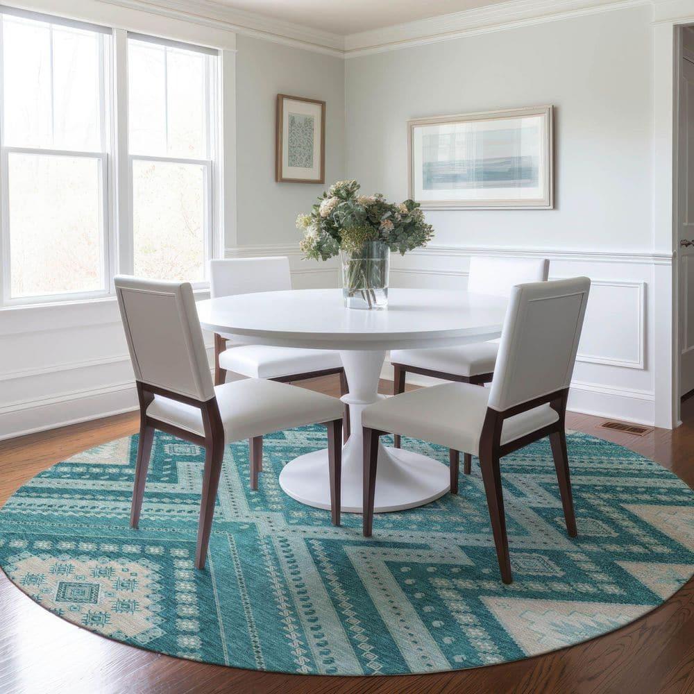 Machine Washable Indoor/Outdoor Chayden ACN1010 Teal 2'6" x 3'10" Rug