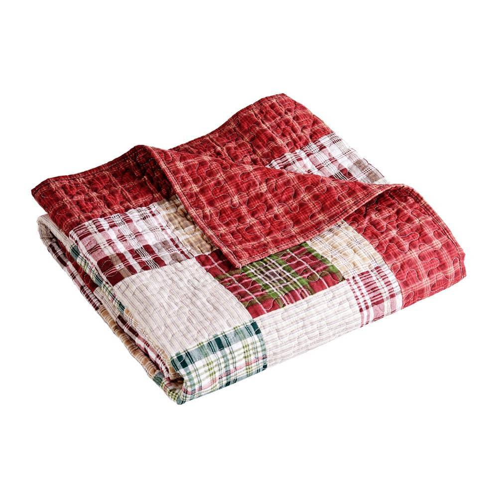 Greenland Home Fashions Oxford Plaid 100% Cotton Quilted Reversible Throw