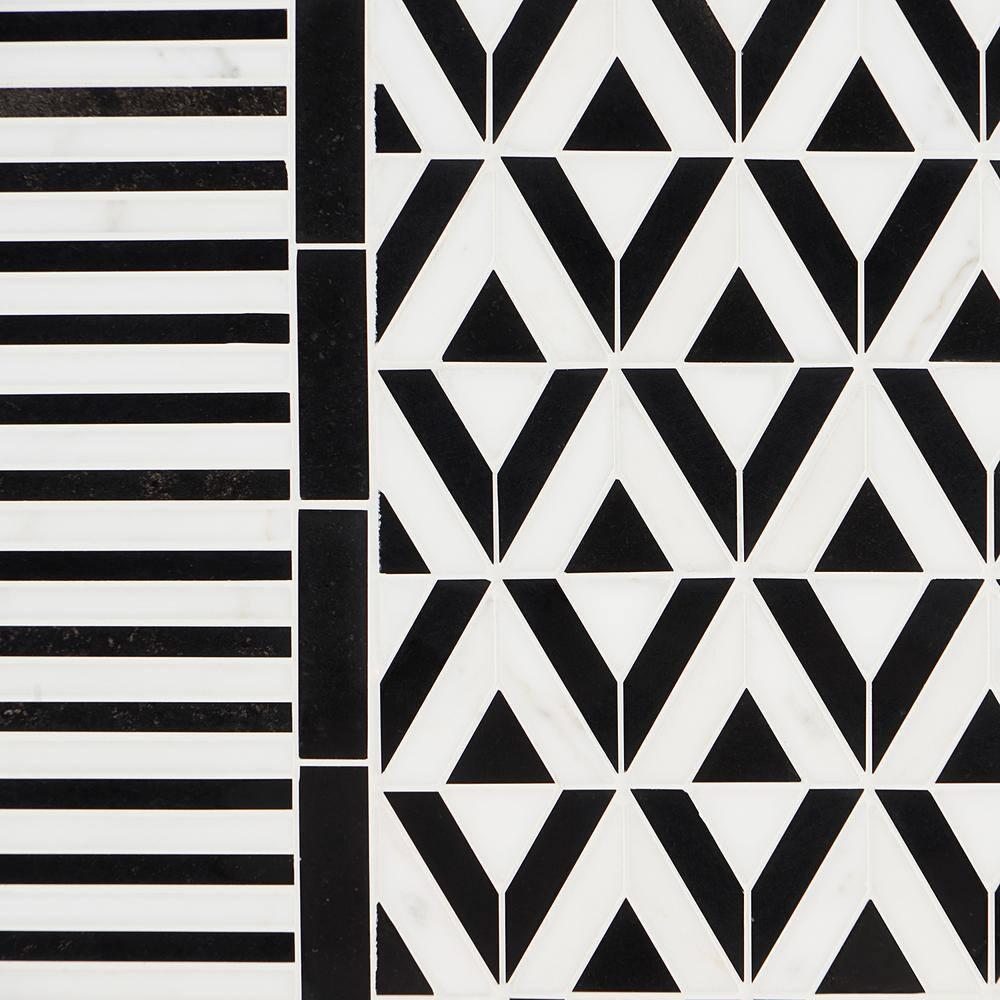 Bond Tile Florey Linear 7.87 in. x 8.31 in. Polished Marble Floor and Wall Mosaic Tile