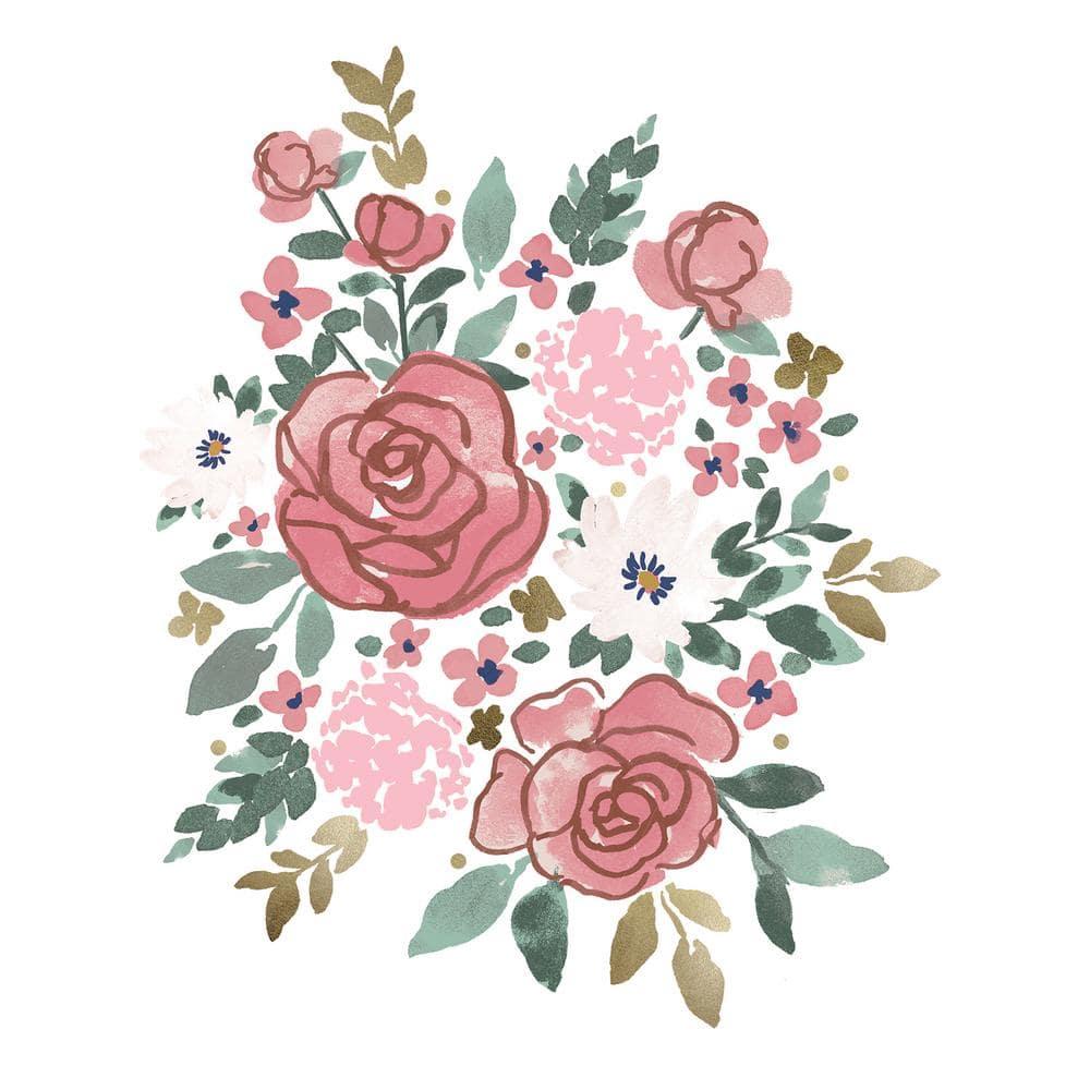 Floral & Gold Pink Peel and Stick Wall Decals by RoomMates, RMK5530GM