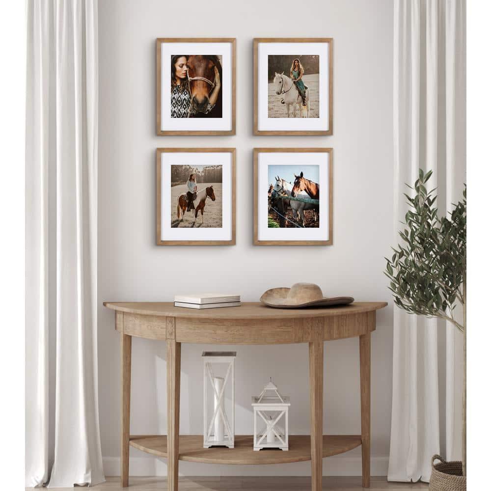 DesignOvation Gallery Rectangle Wood Wall Frame, 11x14 matted to 8x10, Rustic Brown
