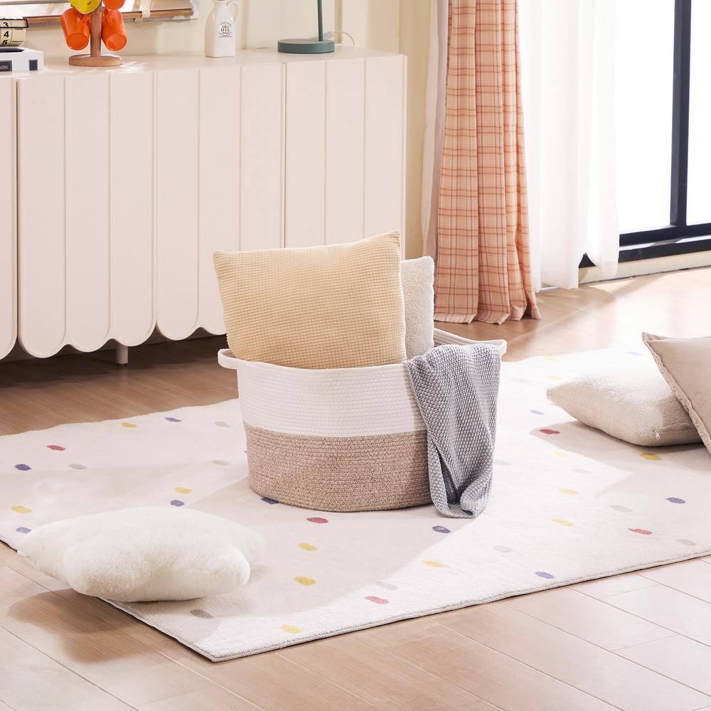 VEVOR Cotton Rope Storage Basket 67L Woven Blanket Basket 20 x 20 x 13 in
