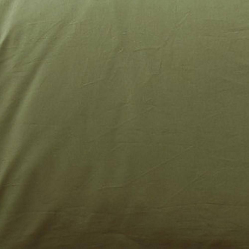 Brooklyn Loom 3pc Full/Queen Solid Cotton Percale Duvet Set Olive Green: 200 Thread Count, Includes 2 Shams