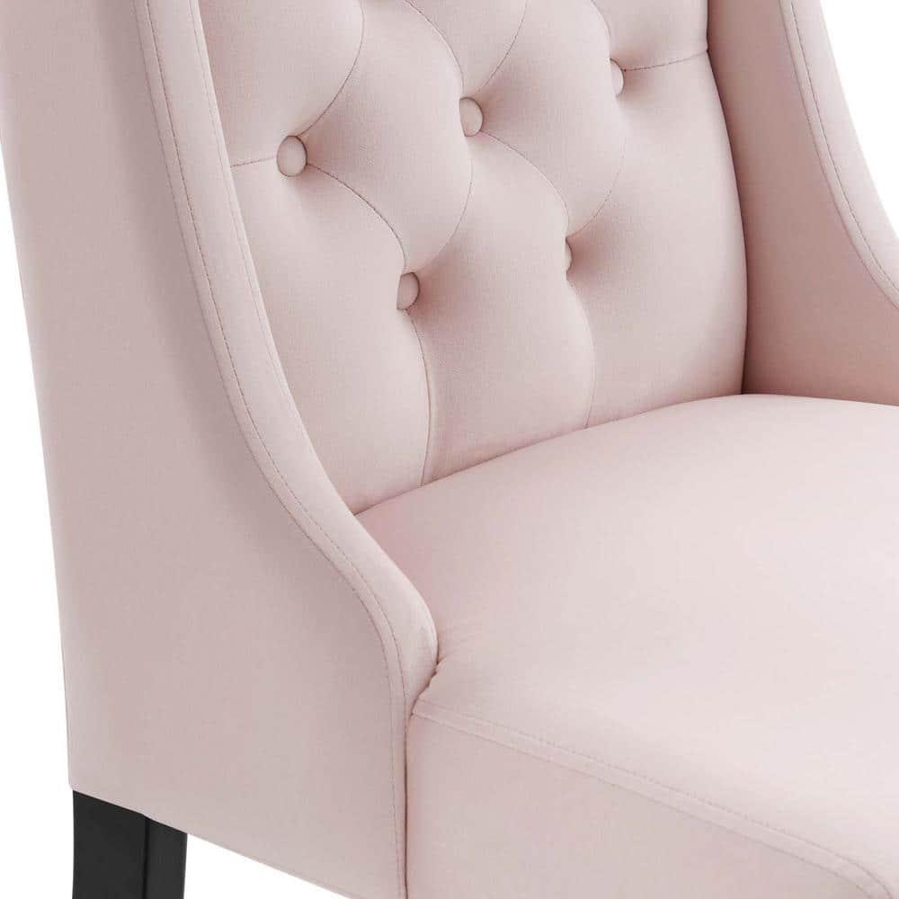 Set of 2 Baronet Performance Velvet Dining Chairs Pink - Modway: Rubberwood Frame, Upholstered, Spot Clean