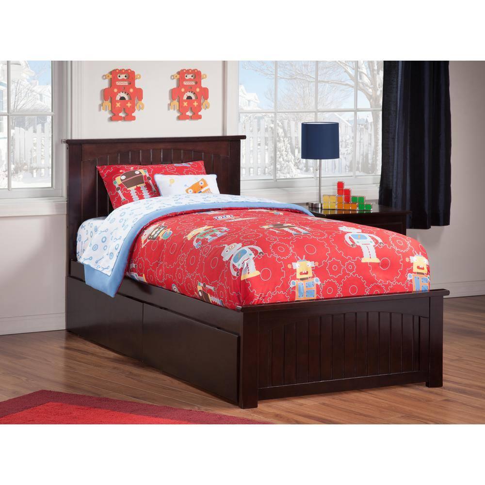 Nantucket Platform Bed with Matching Foot Board with 2 Urban Bed Drawers, Multiple Colors, Multiple Sizes