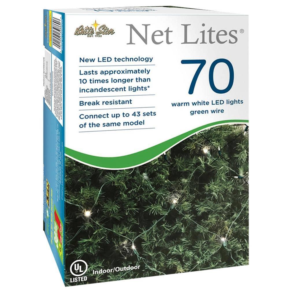 Brite Star 4' x 6' Warm White Wide Angle Net Style LED Christmas Lights - Green Wire
