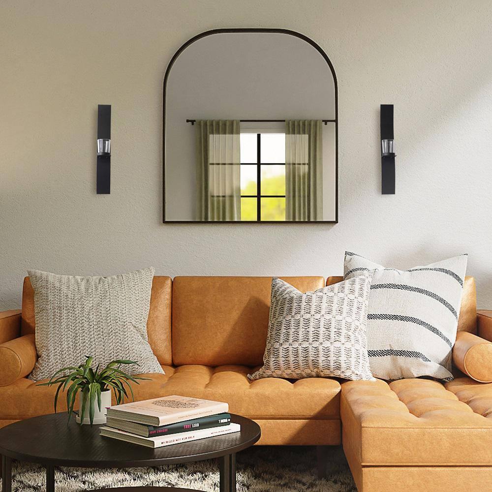 Art Maison Black Wall Sconce Candle Holder, Glass & Metal Wall Decor for Living Room, House Sconce 2"x15", Hanging Candle Sconces Wall Decor Set of 2