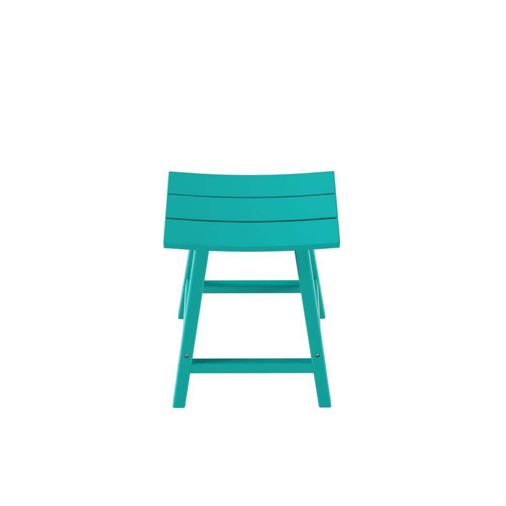 Polytrends  Laguna Hdpe All Weather Outdoor Patio 24" Saddle Seat Counter Stool Turquoise
