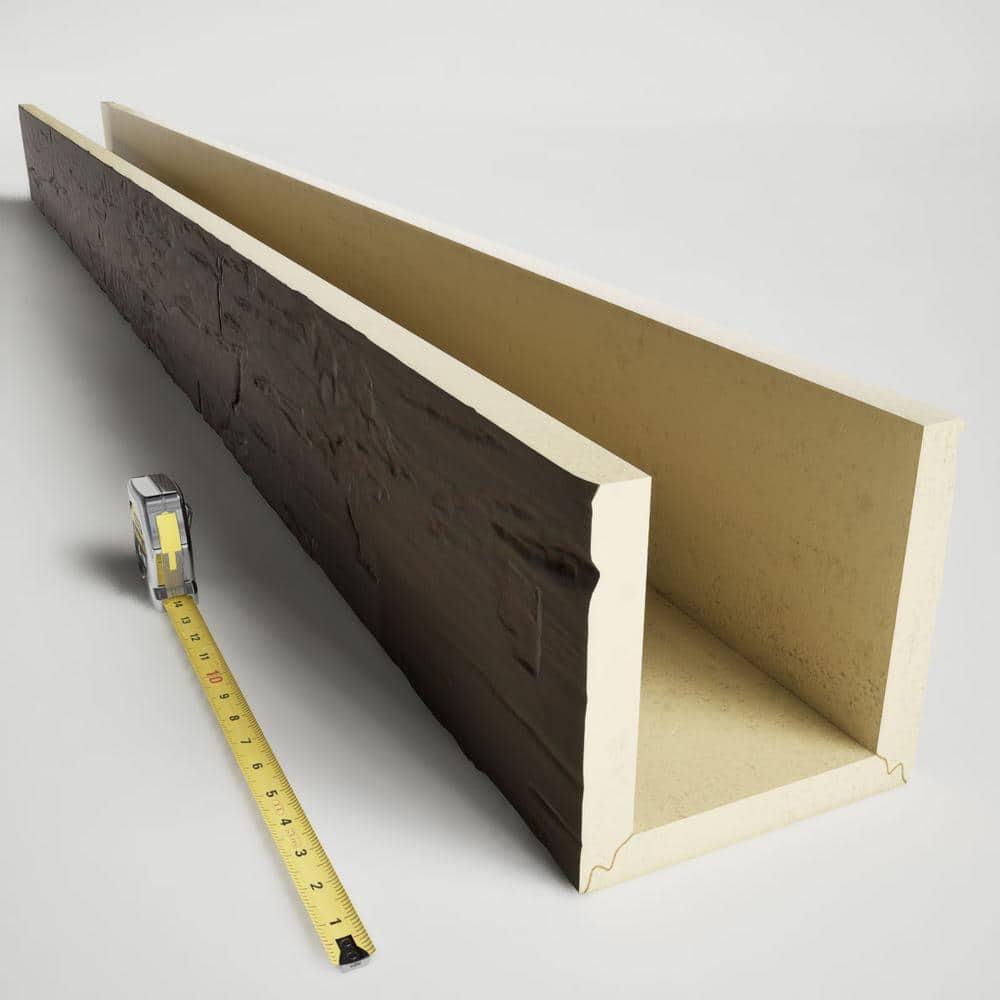 Ekena Millwork Hand Hewn Timberthane Faux Wood 3-Sided Ceiling Beam (U-beam)