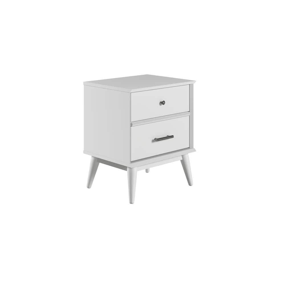 George Oliver Preston 26"H Modern 2-Drawer Nightstand with USB Ports and Flared Legs