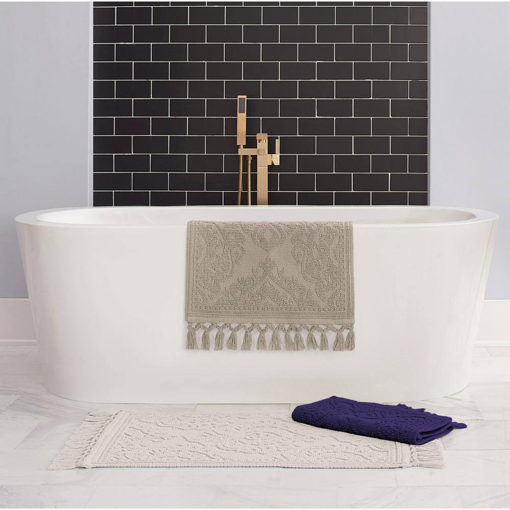 Jean Pierre Ricardo Cotton Fringe 21 x 34 in. Bath Rug, Dark Grey