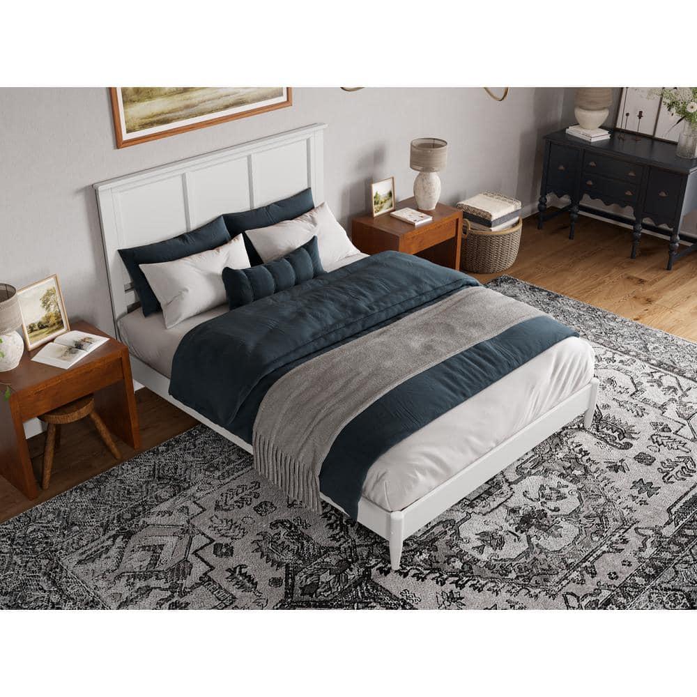 AFI Charlotte Queen Solid Wood Low Profile Platform Bed, White