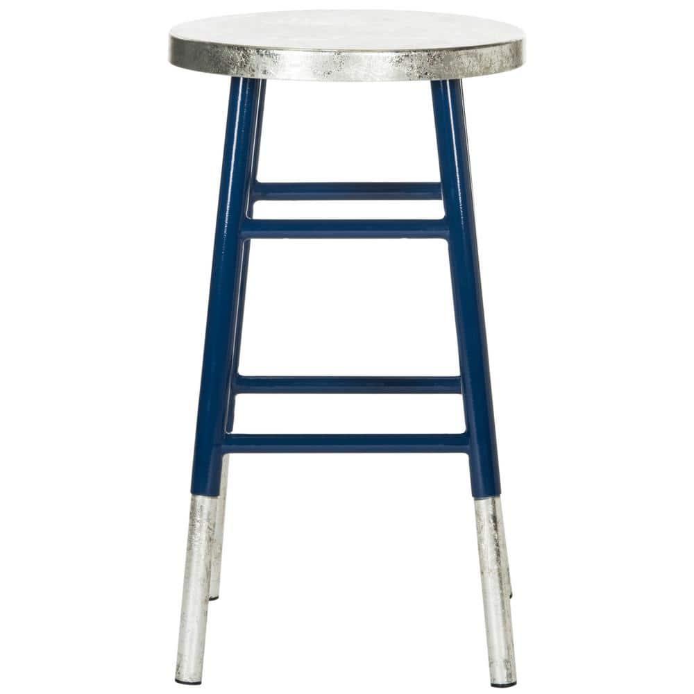 Kenzie Silver Dipped Counter Stool - FOX3211 - Navy/Silver - Safavieh Couture