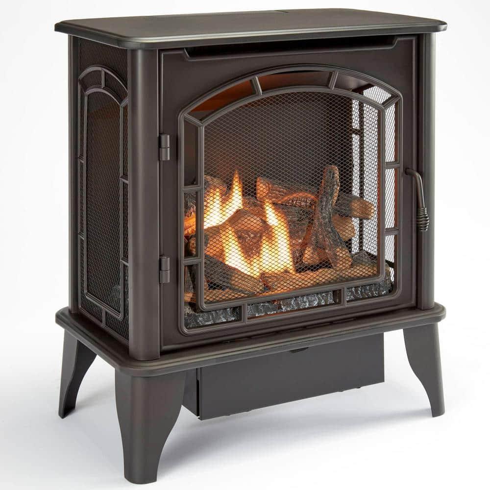 Bluegrass Living Bluegrass Living Panorama Vent Free Dual Fuel 3-Sided Gas Stove - 23,000 BTU, Remote Control, Black Finish - Model# BTSD23RT