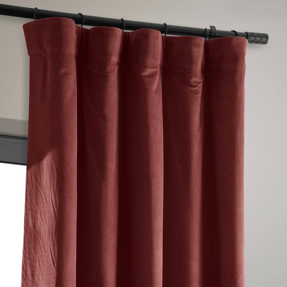 Half Price Drapes Signature Crimson Rust Velvet Blackout Curtains For Bedroom(1 Panel), 50WX 108L