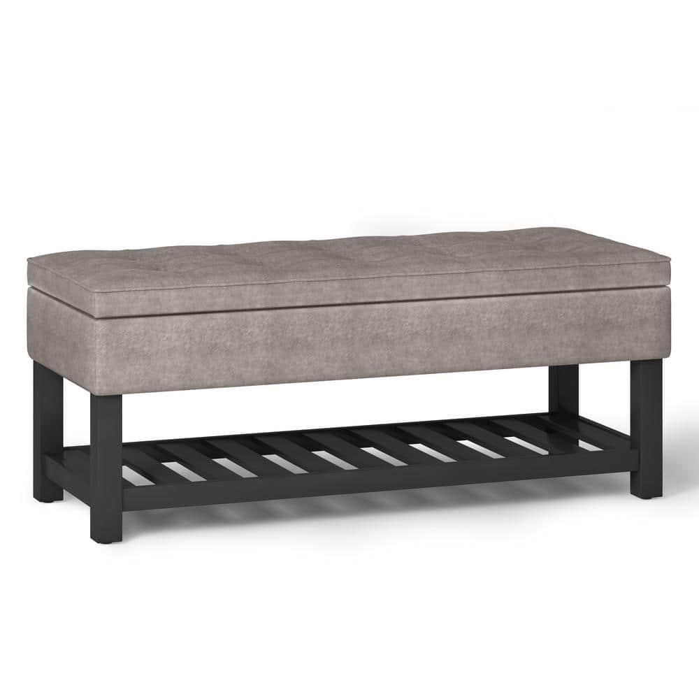 Simpli Home Cosmopolitan 44"W Transitional Tufted Storage Ottoman Bench with Lift Top