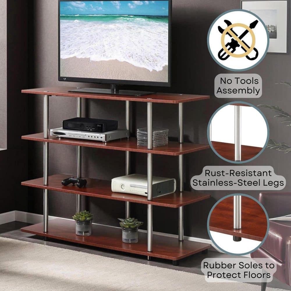 Convenience Concepts Designs2Go XL Highboy 4 Tier TV Stand, Cherry